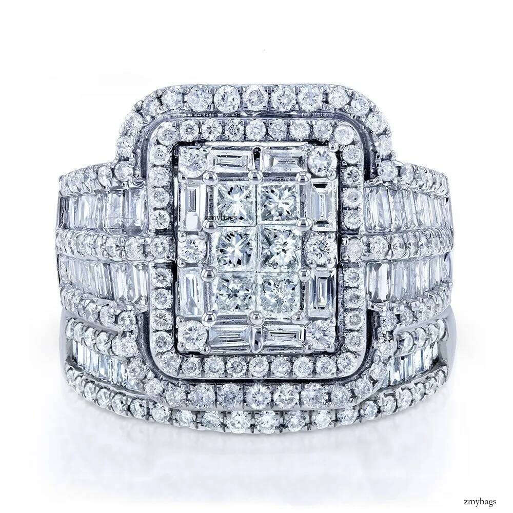 2022 Choucong Brand Wedding Rings Sparkling Jewelry Sier Fill Crystal Party Princess Cut White Stone Women Eternity Bridal Ring Set For Lover Gift