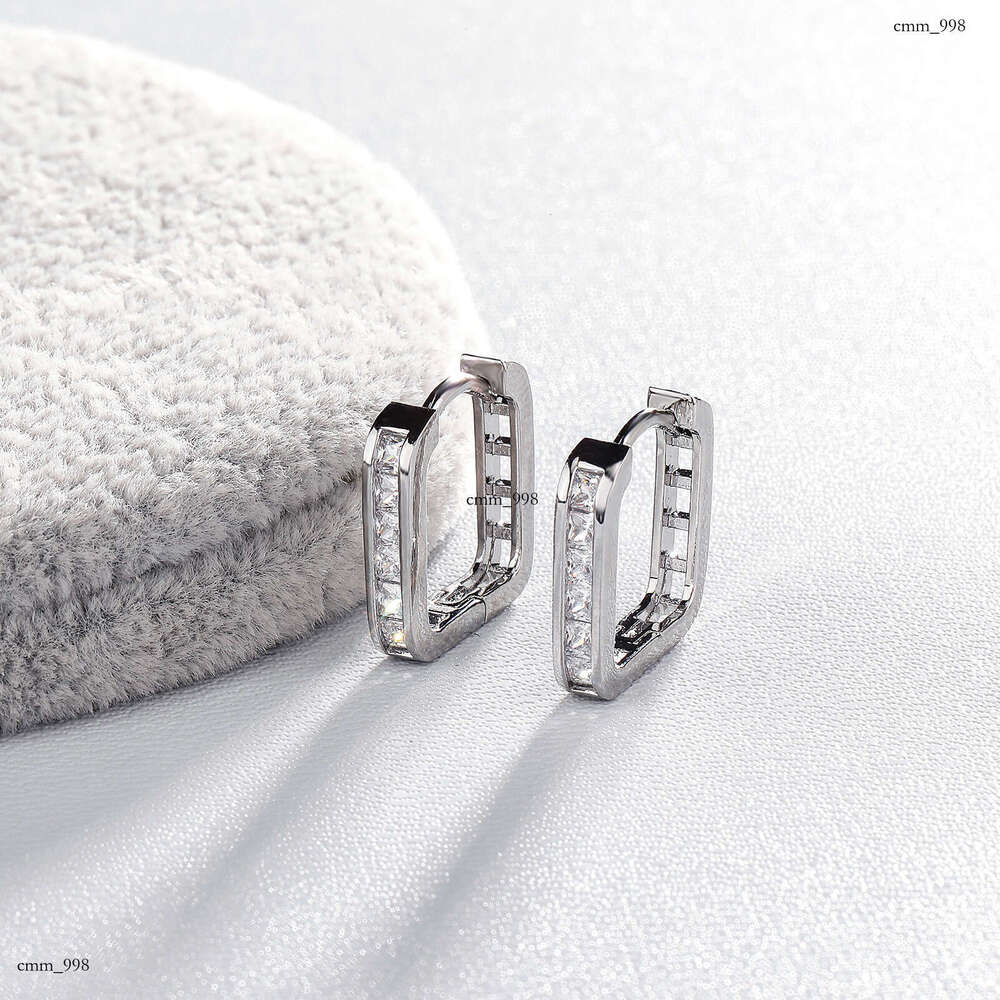 Light Zircon Square Fashionable Elegant Simple High-end Sense Niche Versatile Stud Earrings