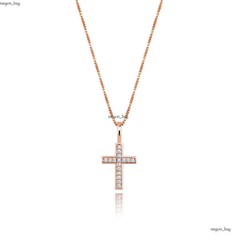 New Sier Full Moissanite chain Cross Hip-Hop Pendant Personality Versatile Necklace Jewelry