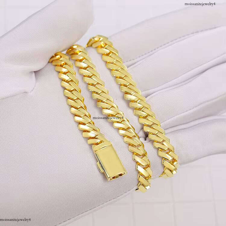 Hot Sale Stylish Sier Miami S 8mm 12mm 15mm Wide Plated Real Gold Cuban Link Chian with Free Lettering