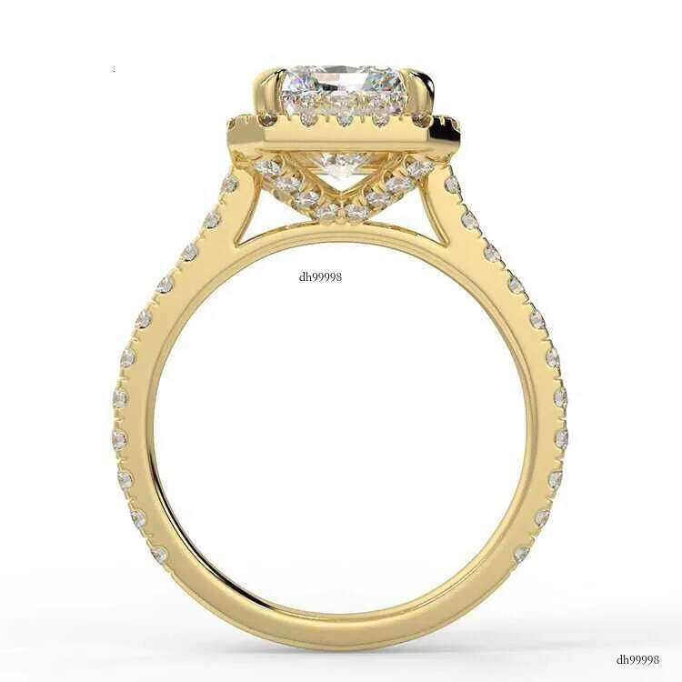 14K Moissanite Radiant Cut Big Dia Ring Gold Wedding Rings for Women