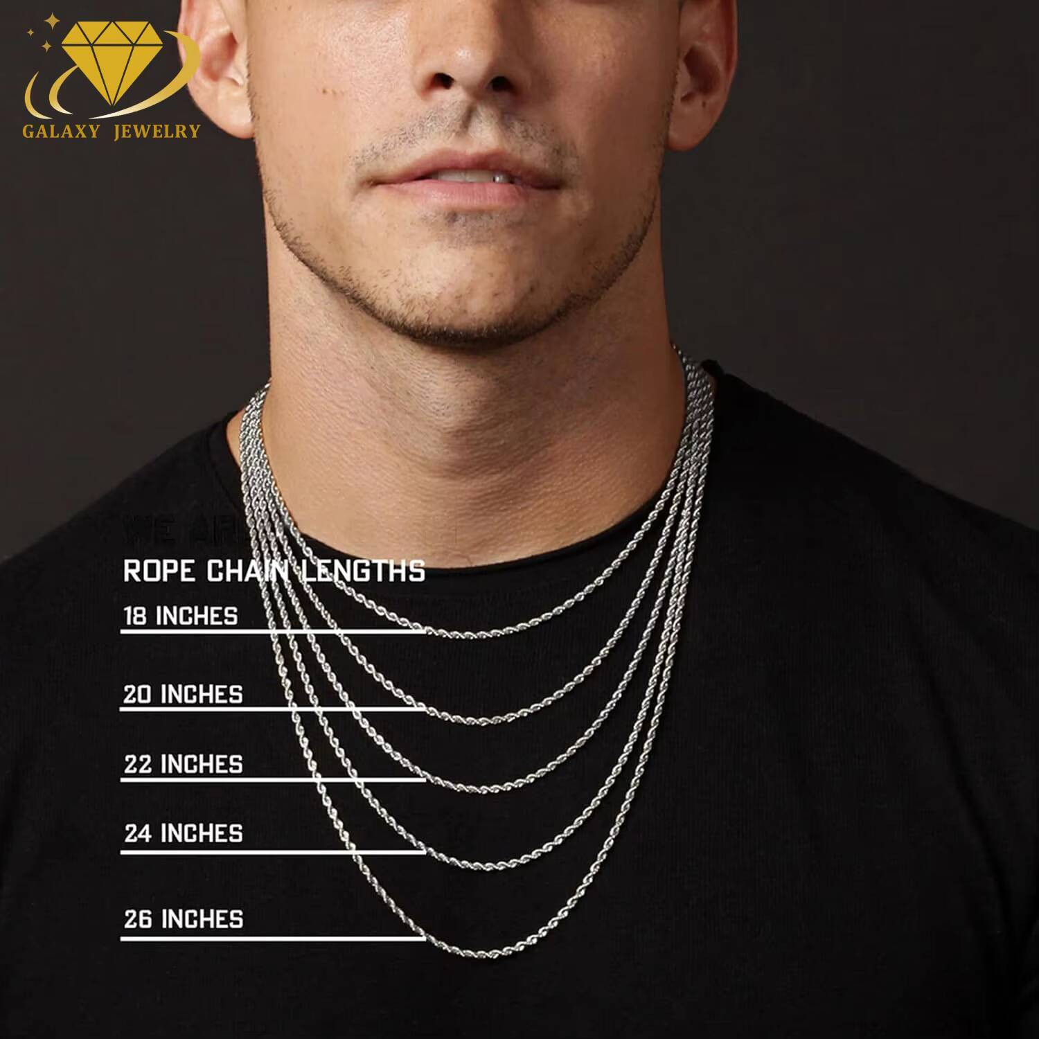 Hip Hop Jewelry 925 Silver Gold Plated Rope Chain Necklace Factory Wholesale Making Machine Rope Chains for Men