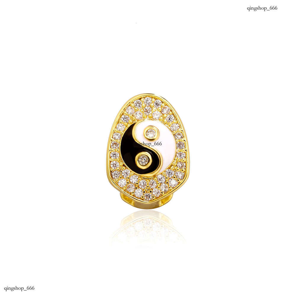 New Style Tai Chi Bagua Single Cap Full Dia Hip-Hop Trendy Accessories Men's Personality Tooth Jewelry Grillz