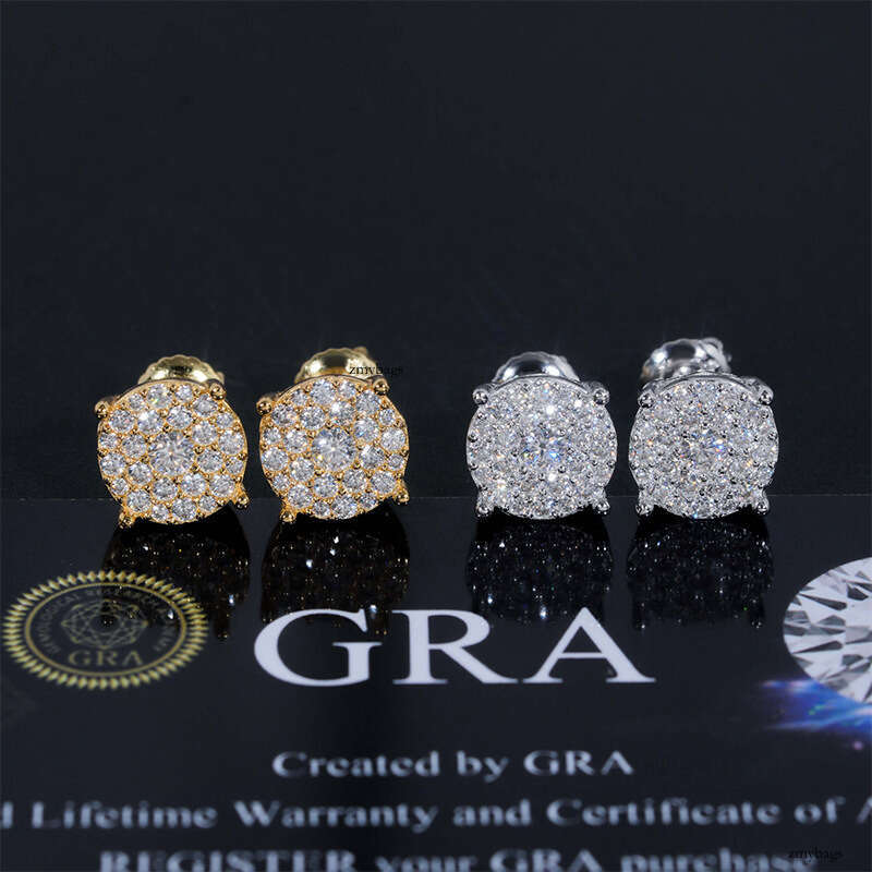 2024 New Men and Women Hip Hop Jewelry Sier/Zircon/Sterling Silver Zircon Earrings with Moissanite Studs