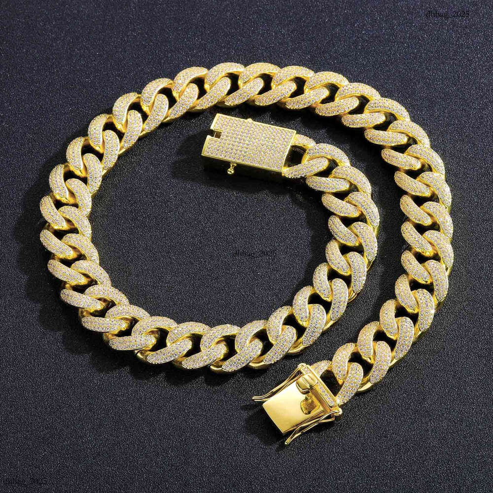 Men's Hip-Hop 18mm Three-Row Cuban Chain Personalized Micro-Paved Moissanite chain Accessories Necklace
