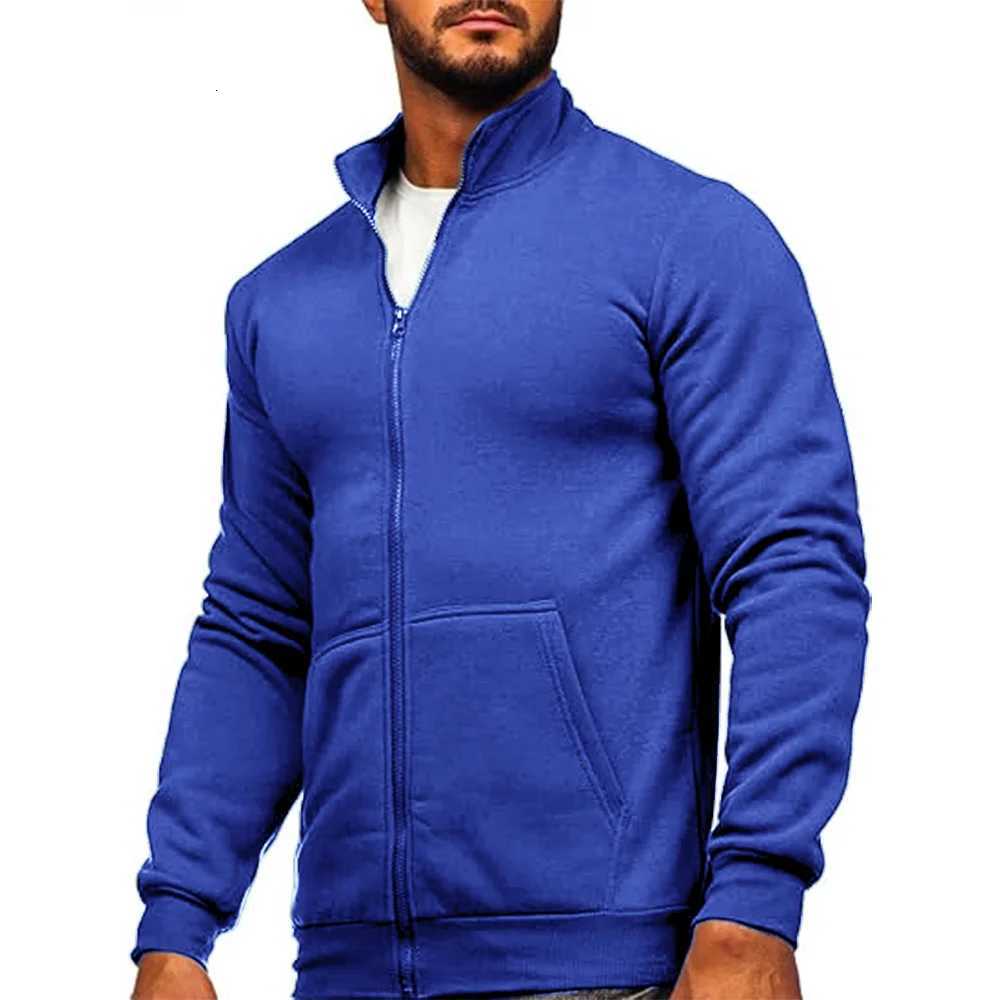 Mens Long Sleeve Sweatshirt Solid Full Zipper Design Sweatshirt for Men Clothing Sportswear Slim Fit Casual Fitness Jacket W250809