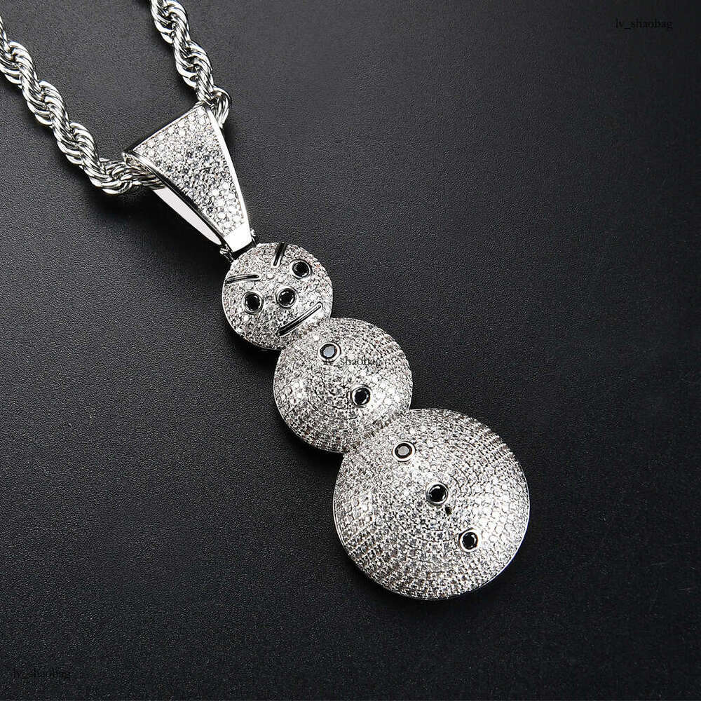 Necklace Men Snowman Pendant Sterling Silver Micro Inlaid Moissanite chain Personality Creative Hip Hop Men's Jewelry