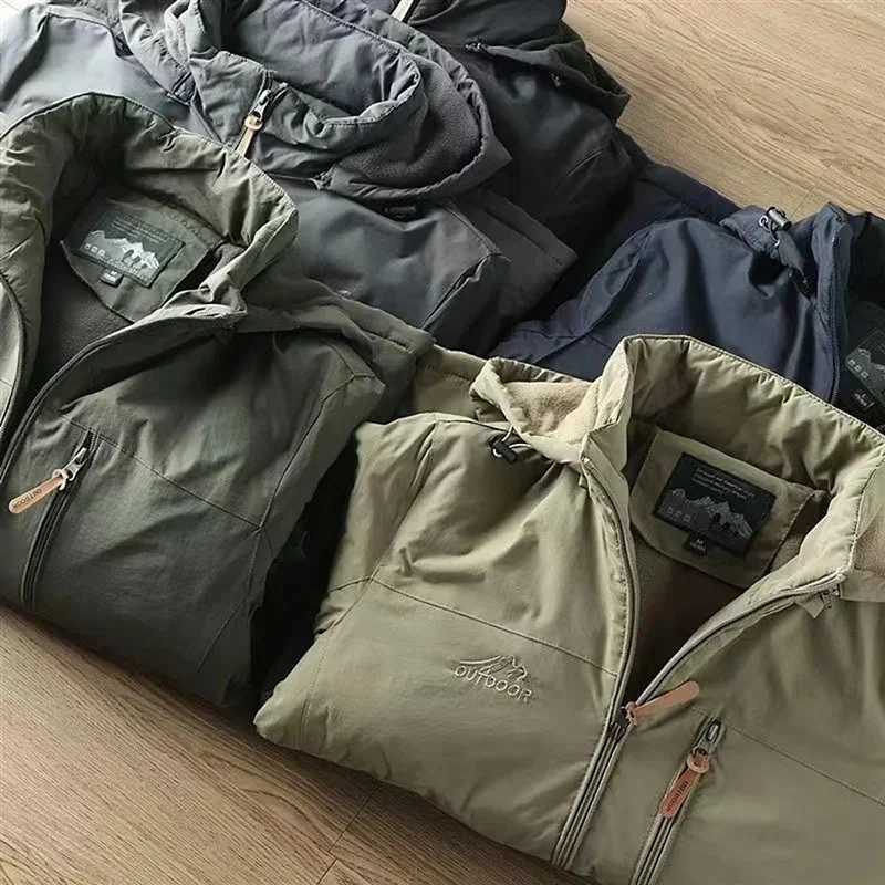 Casual Warm Military Tactical Coat Men Large Size Jacket Autumn Winter Padded Thickened Outdoor Punching Hiking Jacket Mens Top W250809