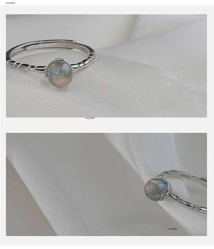 Adjustable with Natural Moonstone Fine Jewelry Engagement Rings for Women Vintage Gift To Girlfriend