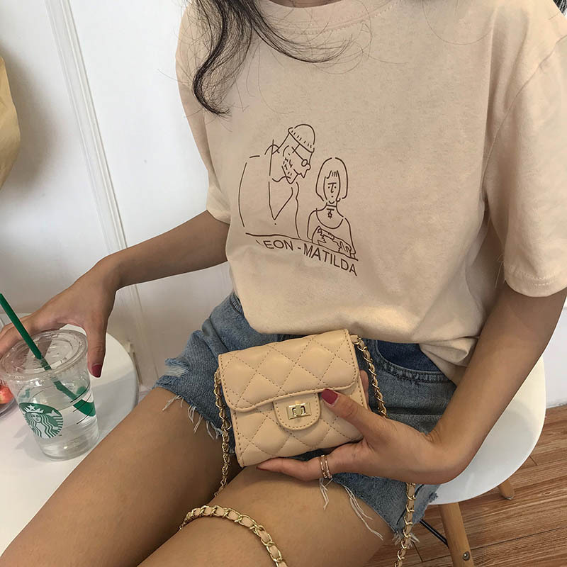 2025 New Fashionable Quilted Small Square Bag Mini Chain Bag Student Wallet Korean Crossbody Bag Free Shipping Designer Luxury Korean Edition Women�