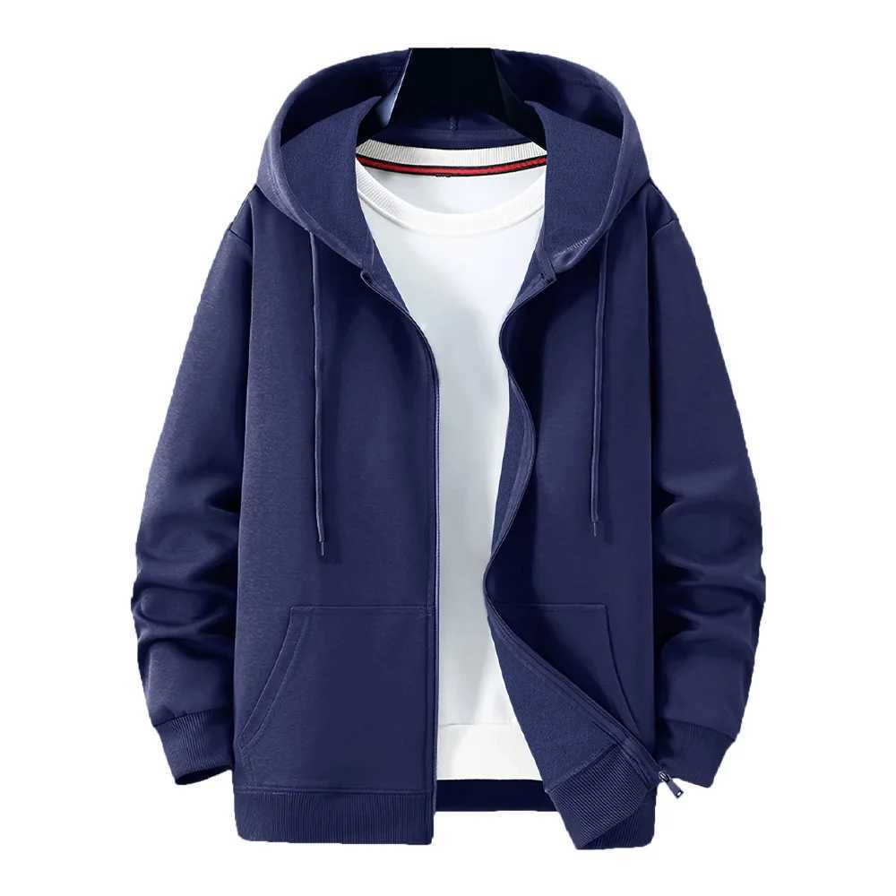 Mens Casual Sports Zipper Hooded Jacket Solid Color Hooded Sweatshirts Mens Cardigan Coat Casual Male Jacket Sportswear W250809