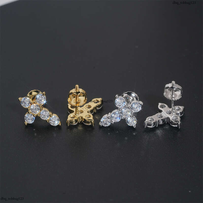 ICED OUT New Personalized CrosIced Out VVS Inlaid with 5A Zircon Hoop Earrings Studs