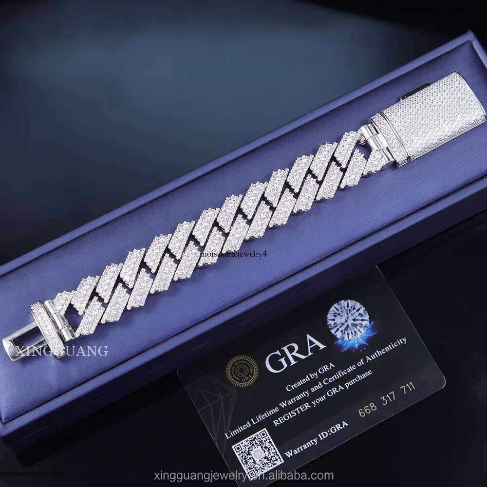 New Style 20mm Dia Link Solid Sier Cuban Chain Fine Jewelry Necklace Men Moissanite Bracelet