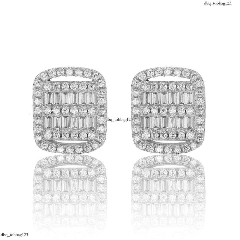 for Men Iced Out VVS Needle T Zircon Square Stud Earrings Personality Hip Hop Men's Ear Jewelry