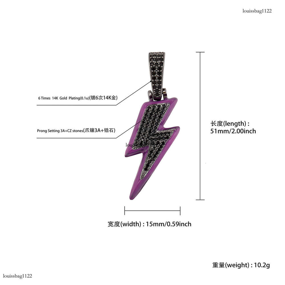 Live Colorful Full Dia Luminous Lighing Hip-Hop Pendant Men's Trendy Necklace Sterling Silver Inlaid Moissanite chain