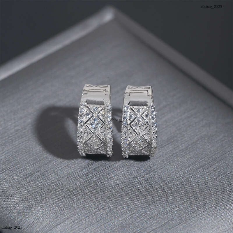 ICED OUT Personalized Sier Inlaid Zirconia Real Gold Plated Hoop Earrings Studs