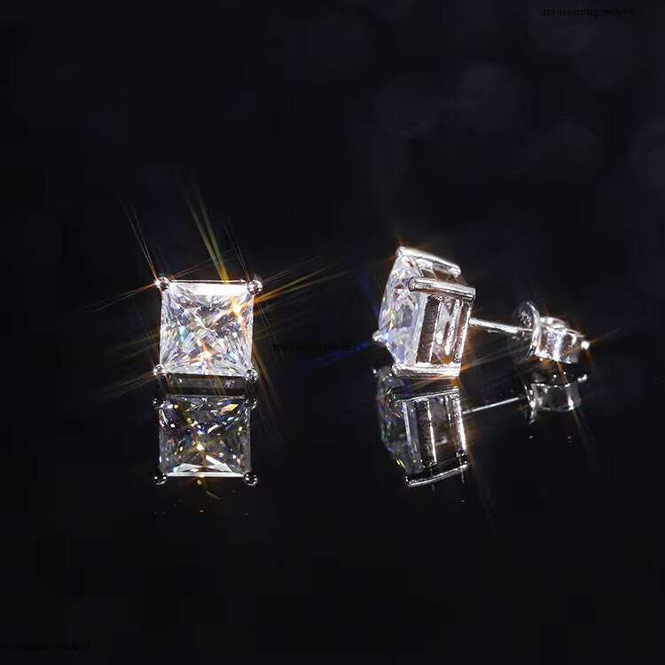 Pass Dia Tester 1.2 CT VVS Moissanite Prince Cut D Color with GRA Stud Sier Fine Jewelry Earring for Men Women