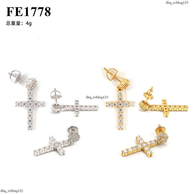 ICED OUT Hip-Hop Full Dia Cross for Men and Women, Personalized Moissanite Trendy Earrings