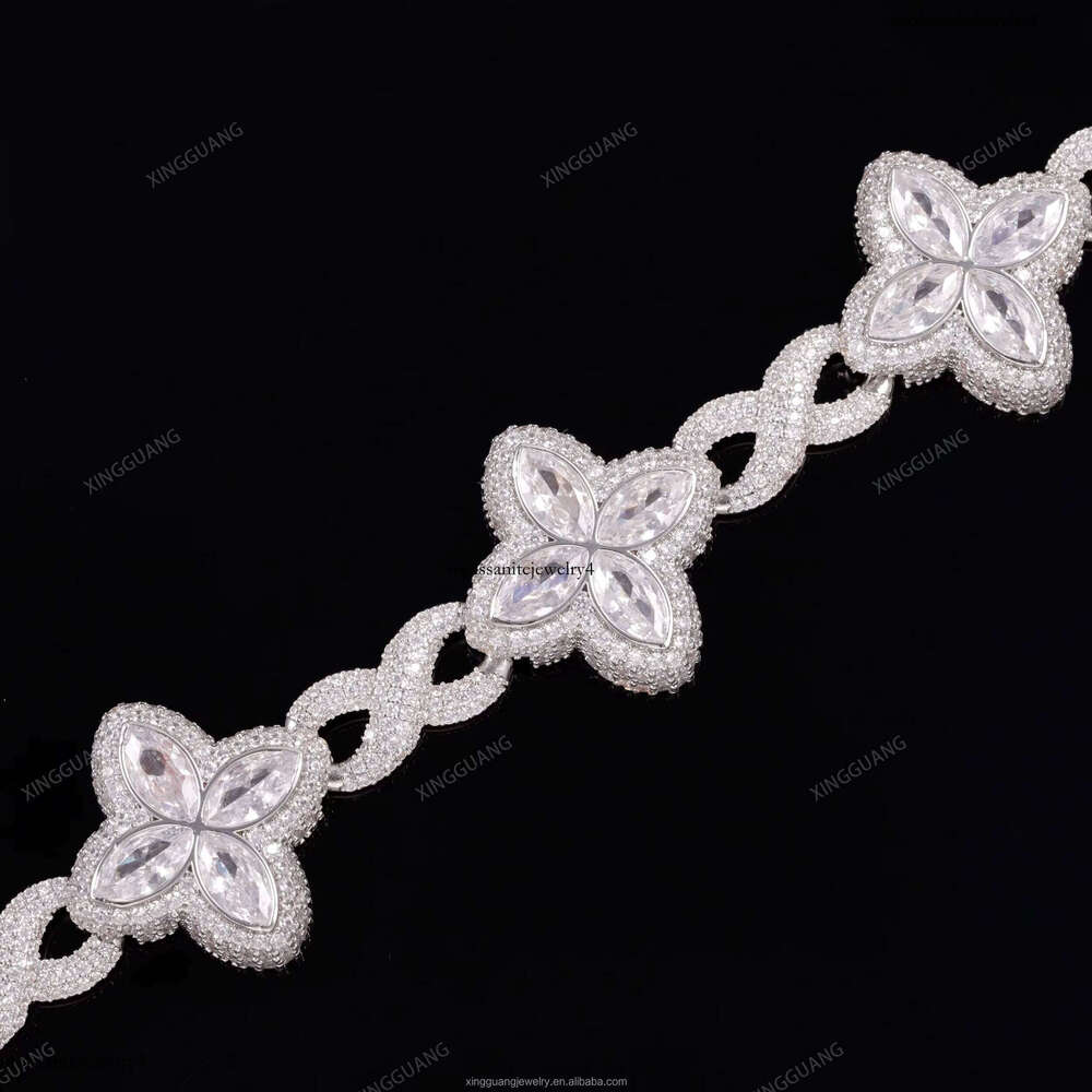 XG New Design Clovers Moissanite Sier Gold Plate Pass Dia test Fine Jewelry Bracelets for Women Men