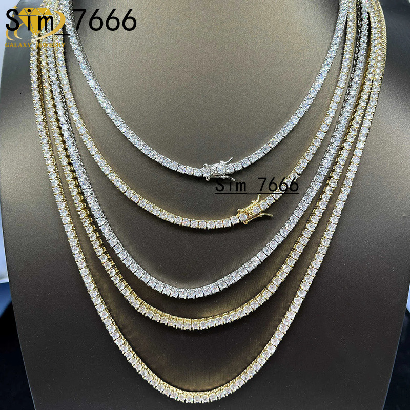 Hiphop Tennis Chain Custom Fine Jewelry Necklaces 2mm 4mm 6.5mm Silver 925 Jewelry Iced Out Vvs Moissanite Tennis Chain