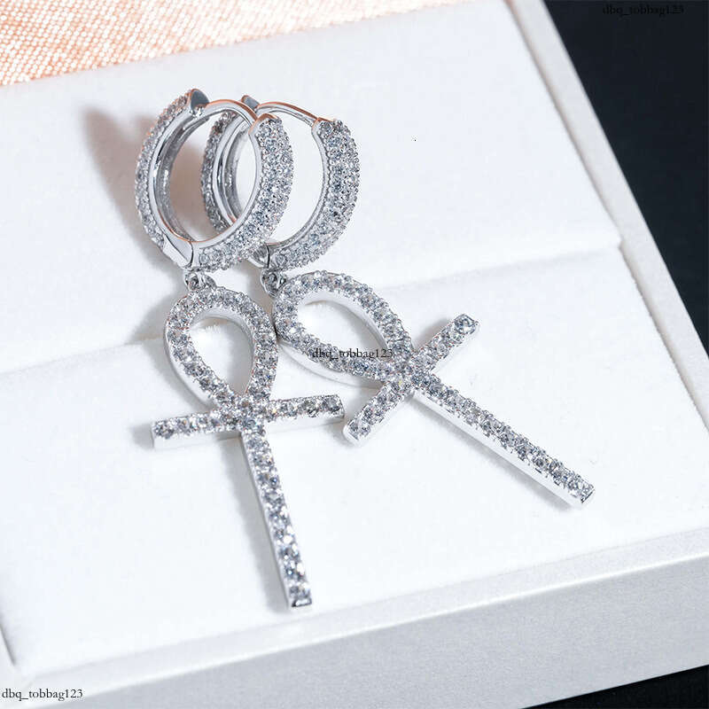 ICED OUT INS Style Cross Men's Hip Hop Earrings Fashion Street Hiphop Studs