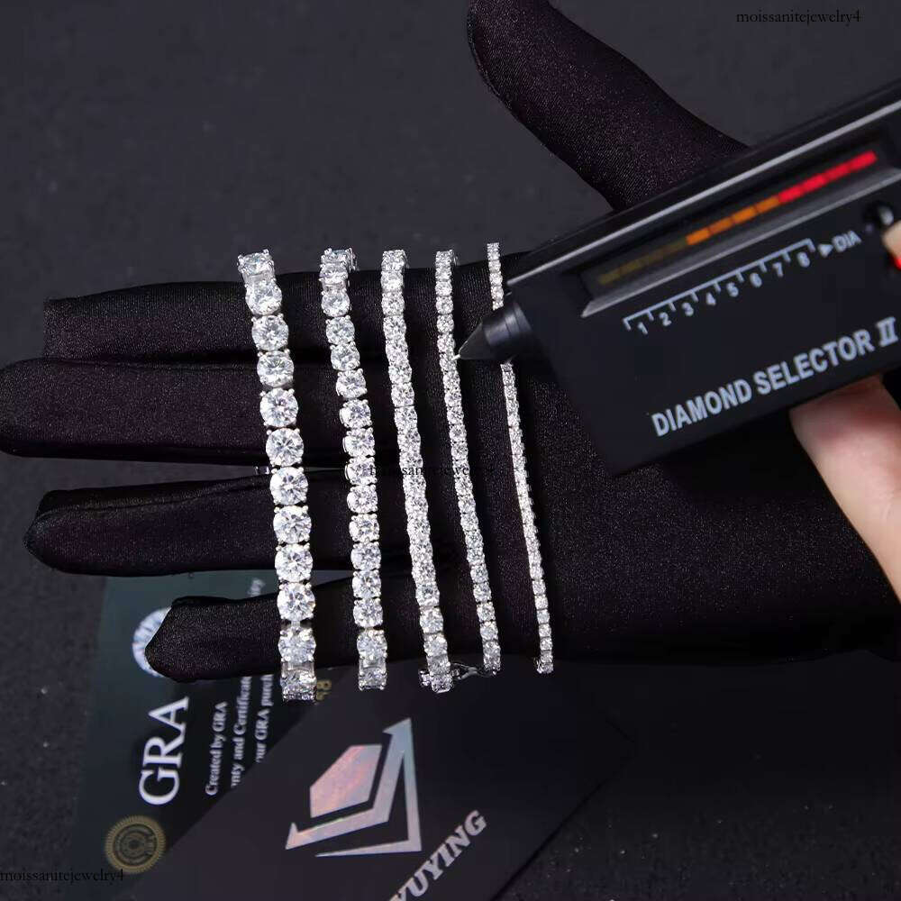 RTS 2mm 3mm 4mm Jewlery Sier Plated Micro VVS Moissanite Fashion Man and Woman Custom Hip Hop Link Chain Bracelet