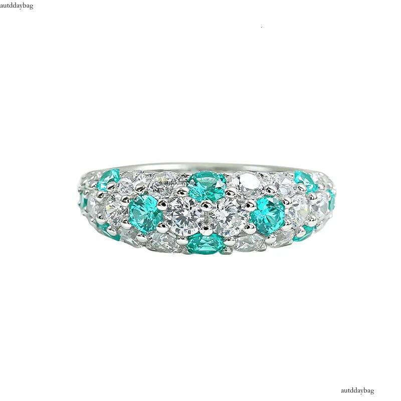 2025 Choucong Ins Top Sell Jewelry Soild 100% S Sterling Sier Full Gypsophila Green Lab Moissanite Dia Eternity Women Wedding Band Ring Gift