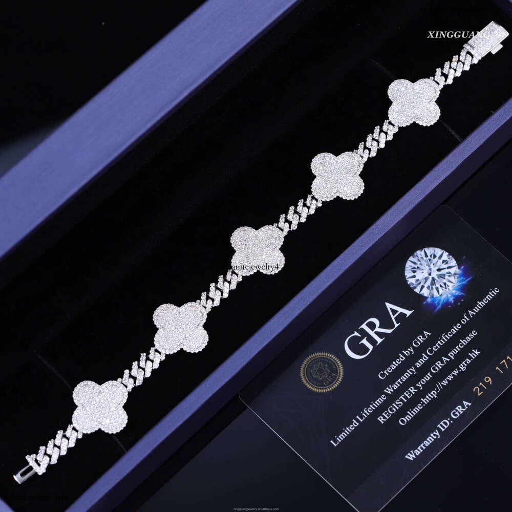 Fashion Jewelry Bracelet SSolid Sier GRA Certificate D/VVS Moissanite Cuban Link Chain Mens Bracelets