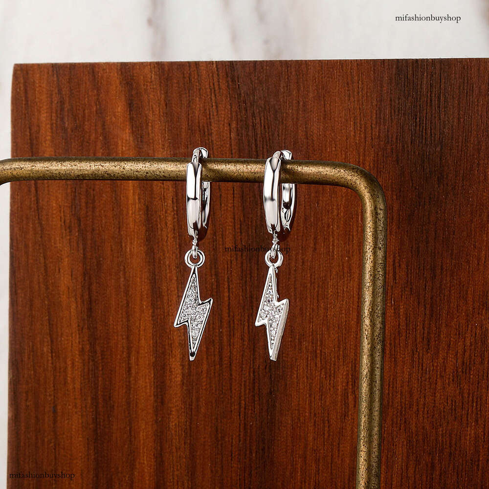 Inlaid Dia Lighing Niche Earrings Fashion Design Sense Studs Personality Versatile Cuffs Trendy Unisex Ear Jewelry