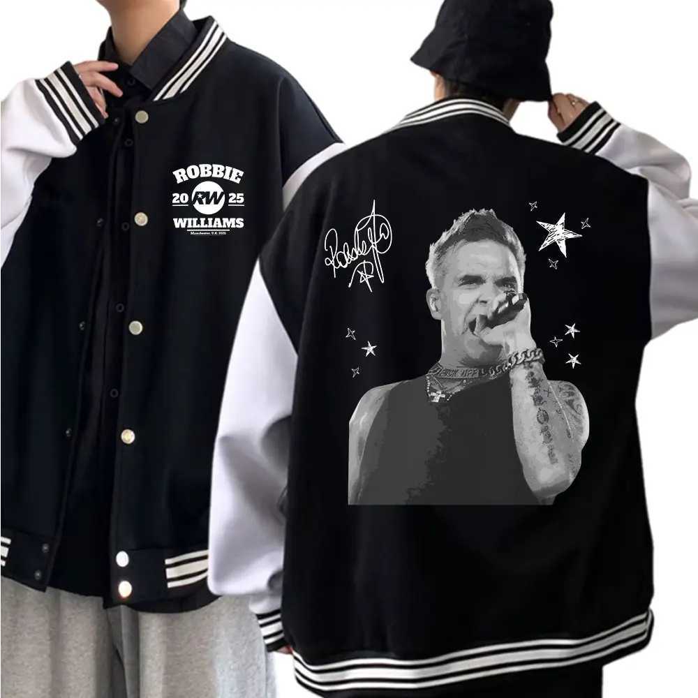Robbie-Williams Tour 2025 Baseball Uniform Hoodie Jacket Harajuku Baseball Jacket Coat Tops for Fans Gift W250809
