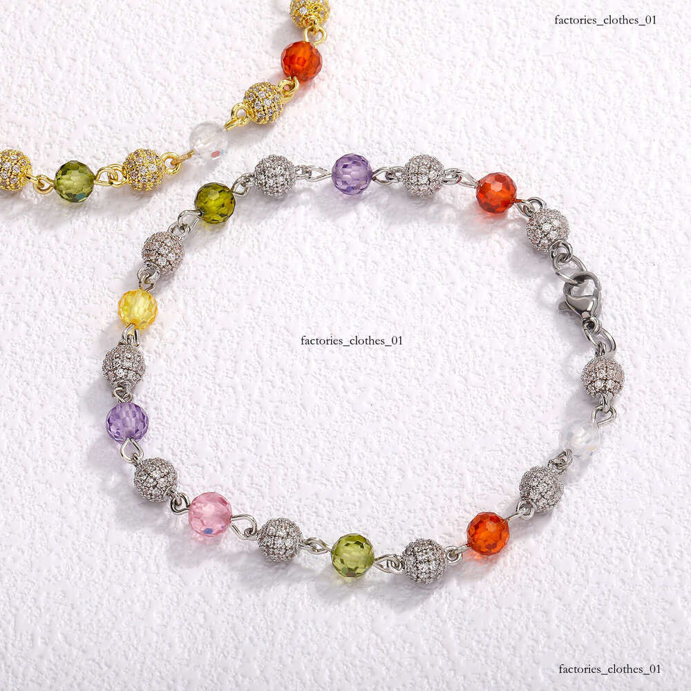 Summer Fashion Fresh 6mm Colorful Zircon Bracelet Hip-hop Light High-end Necklace