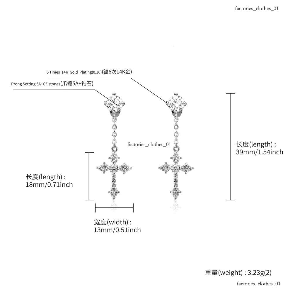 Long Tassel Cross Zircon for Women, Fashionable Elegant Design, Full Dia, Ins Style, Stylish and Chic Earrings