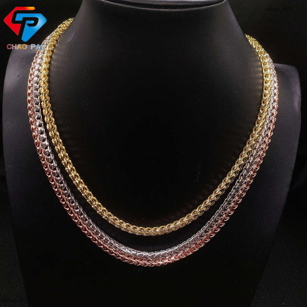 Hip Hop 4mm Wide French Reversible Sier Moissanite Unisex Fashion Necklace Bracelet