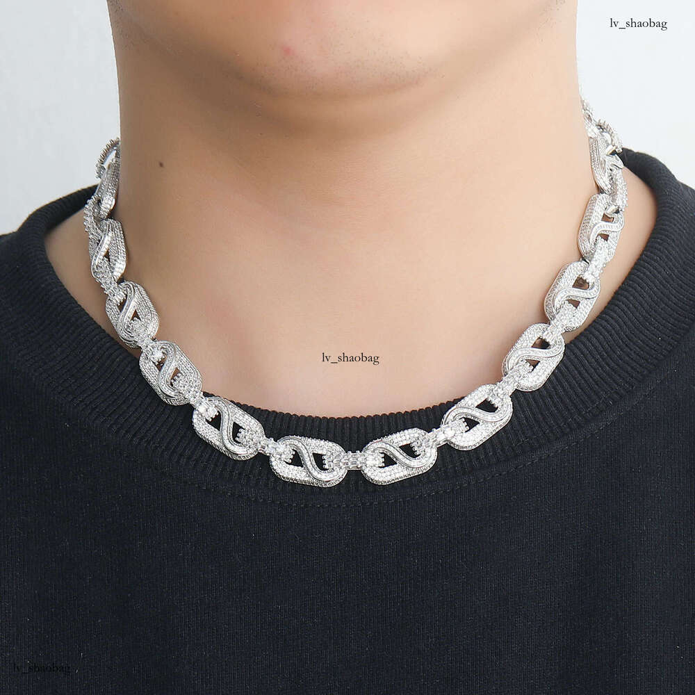 Meisa New T Square Mixed Moissanite chain Circulation Trendy Brand Fashion Personality Men's Hip-Hop Necklace