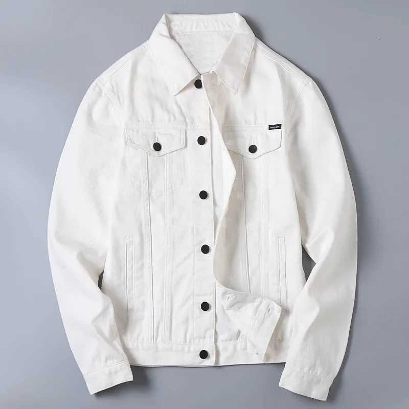 New Spring Autumn White Denim Jacket Mens Casual Trendy Korean Style Denim Jacket For Men Fashionable Workwear Top W250809