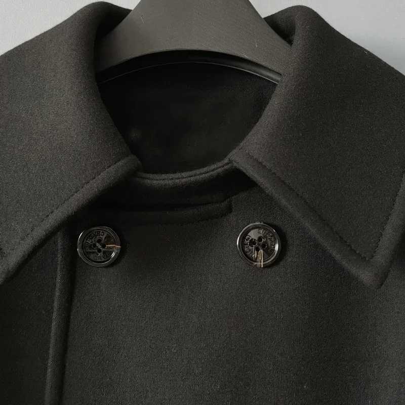 minglu Medium Length Wool Mens Coats Luxury Solid Color Business and Casual Mens Coats Winter Fashion Mens Trench Coat Plus Size 6XL XJ250809