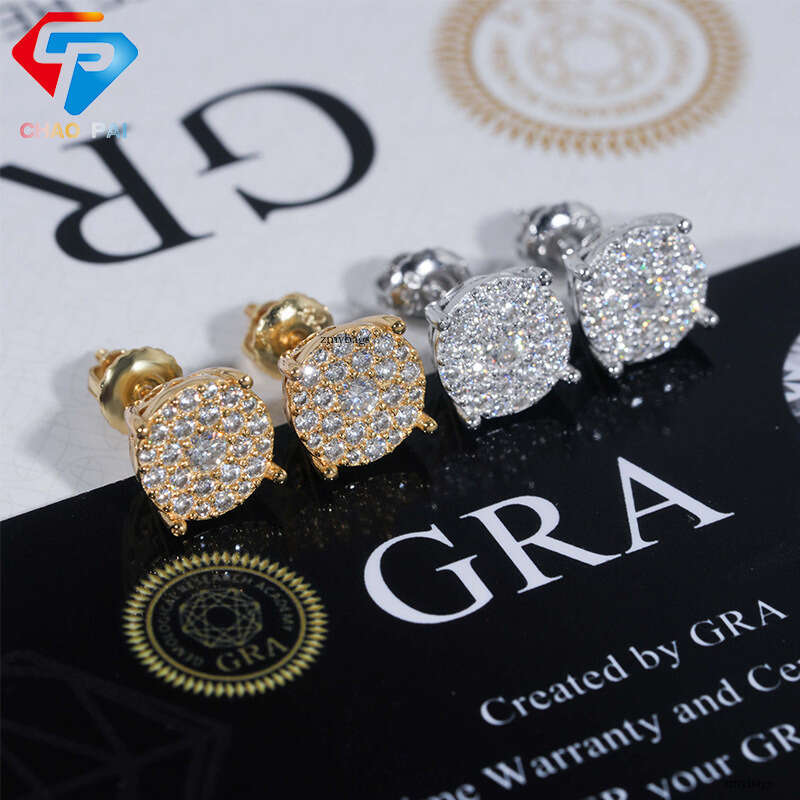 2024 New Men and Women Hip Hop Jewelry Sier/Zircon/Sterling Silver Zircon Earrings with Moissanite Studs