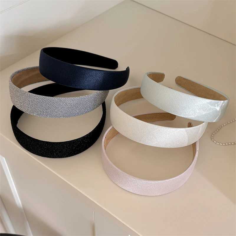 Shiny Glitter Fabric Band Wide Cross Flat Haiands Daily Heaear Sweet Simple Bands Wen Hair Accessories Y250809
