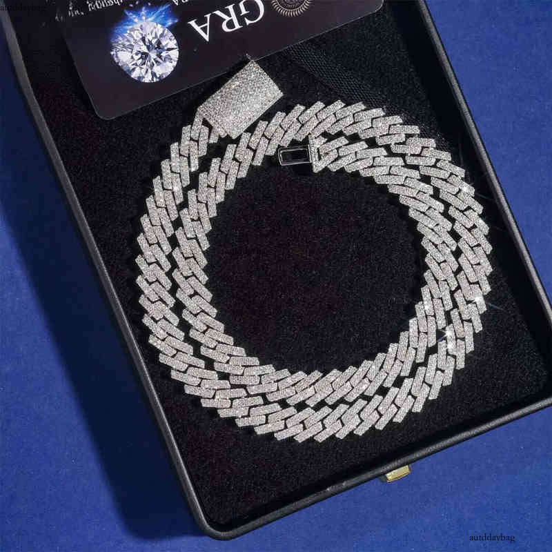 10mm Hip Hop Necklace Fashion Style S Vvs Iced Out Jewelry Moissanite Dia Cuban Link Chain