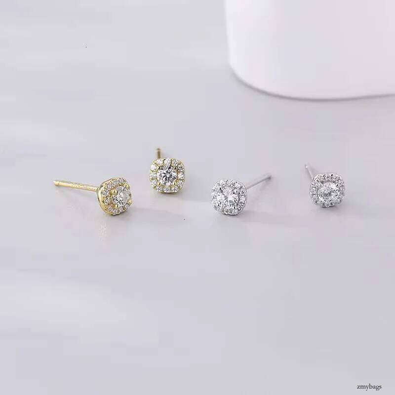 DHCollections Bestselg minimalist earrings, jewelry, women's round gold-plated zircon sier ear studs Earrings 3b