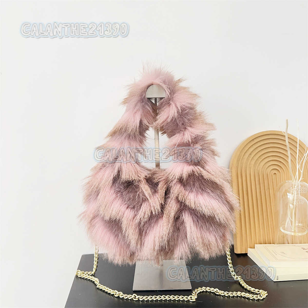 2024 New Autumn and Winter Same Style Imitation Fox Fur Jacquard Texture Handbag Crossbody Bag H250808