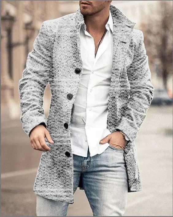 Avrupa ve Amerika Ynl Palto Sohar ve K in Korean Style Fashionable Mens Stand-up Collar Woolen Overcoat.XJ250809