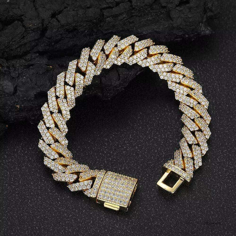 Hip Hop Jewelry 12mm Dia Sier Plated Brass With Iced Out Zircon Cuban Link Chain Bracelet for Women