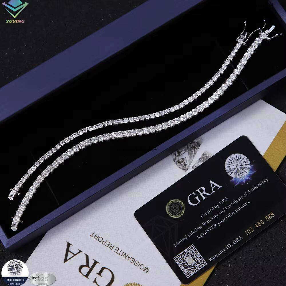 Ice Out Link Dia Sier Gold Plated Fine Jewelry Bracelet VVS Moissanite Tennis Chain for Men Women