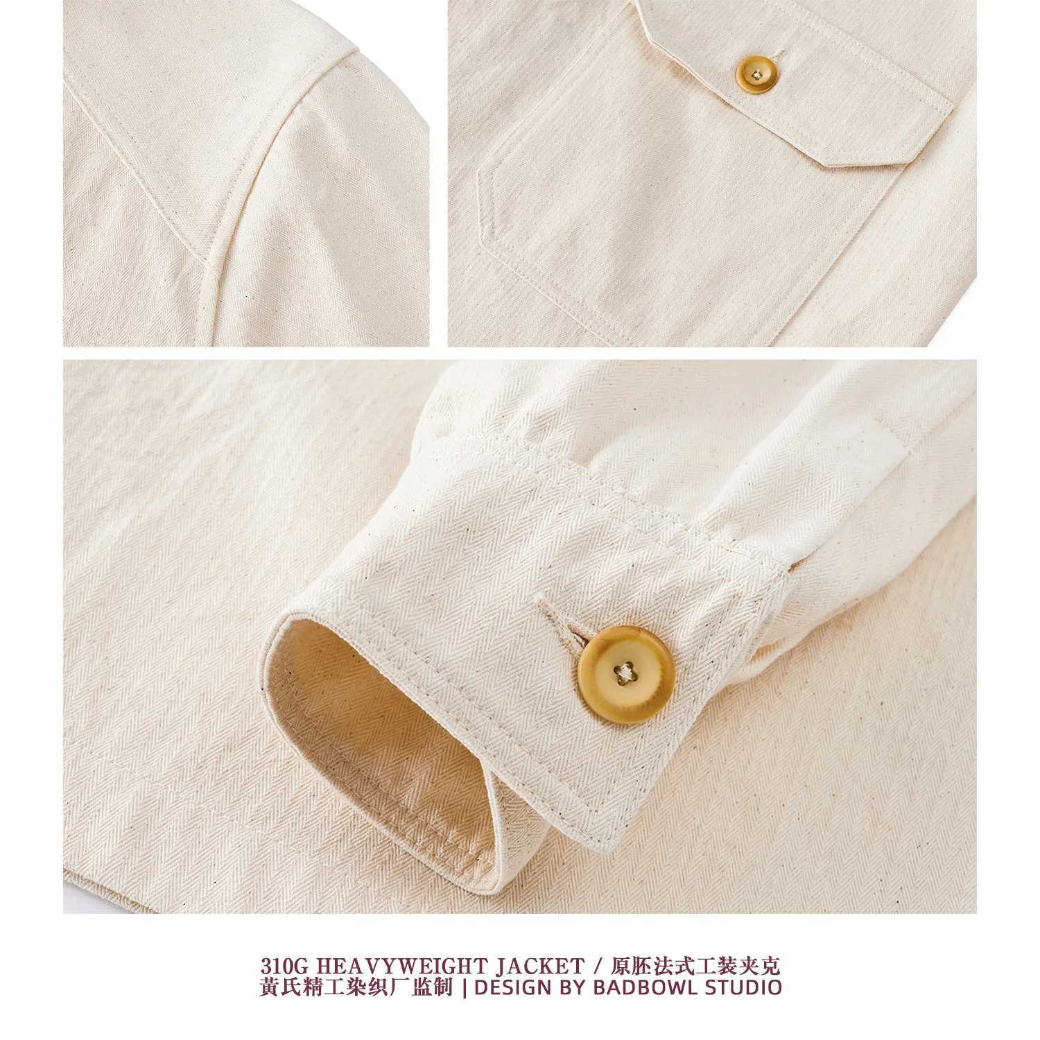 Vintage American-style Herringbone 00% Cotton Washed Raw Denim French Workwear Jacket 2025 Spring Autumn 30gsm W250809