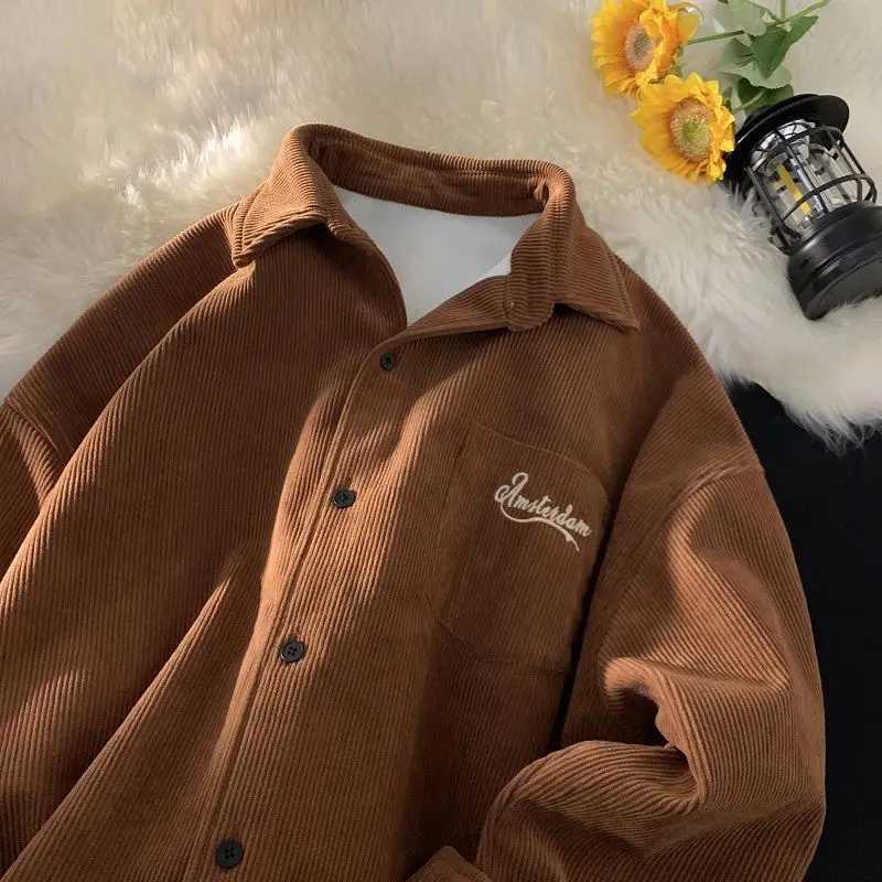 New Corduroy Mens Jacket American Retro Fashion Brand New Cool and Stylish Shirt Jacket W250809