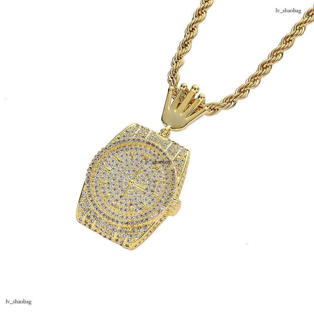 Necklace Men Personality Moissanite chain Dial Watch Clock Men's Jewelry Hip Hop Pendant
