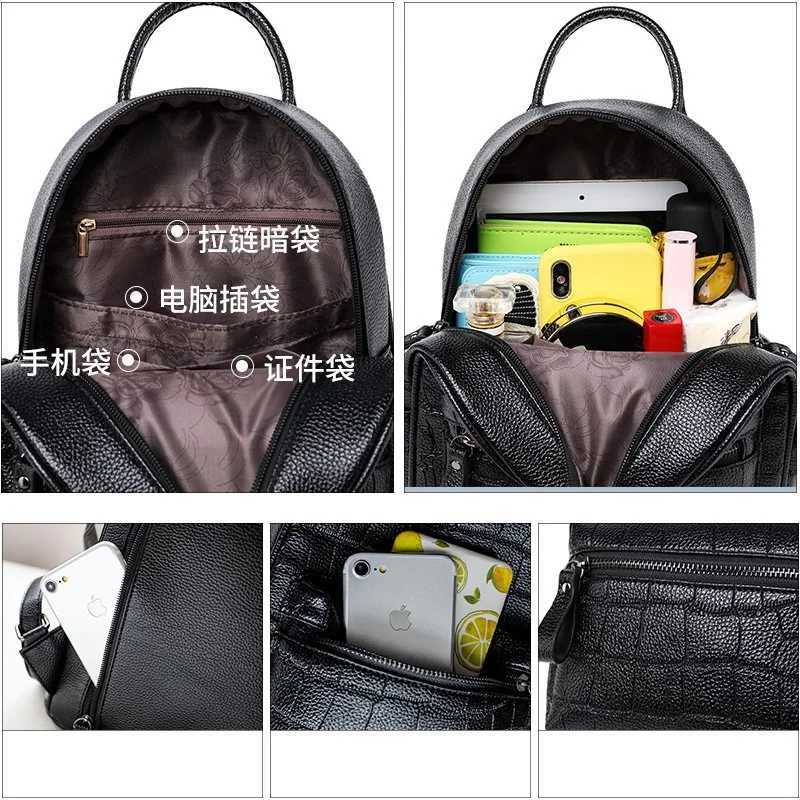 Fi odile wen Backpack small Brand design Schoolbags For Girls Daypack PU Leather fem Travel Bags black Y250809