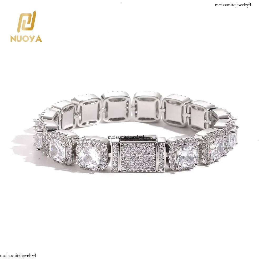 12mm Ice Dia Hip Hop Bracelets 3A Cubic Zirconia Clustered Iced Out Tennis Chain Bracelet