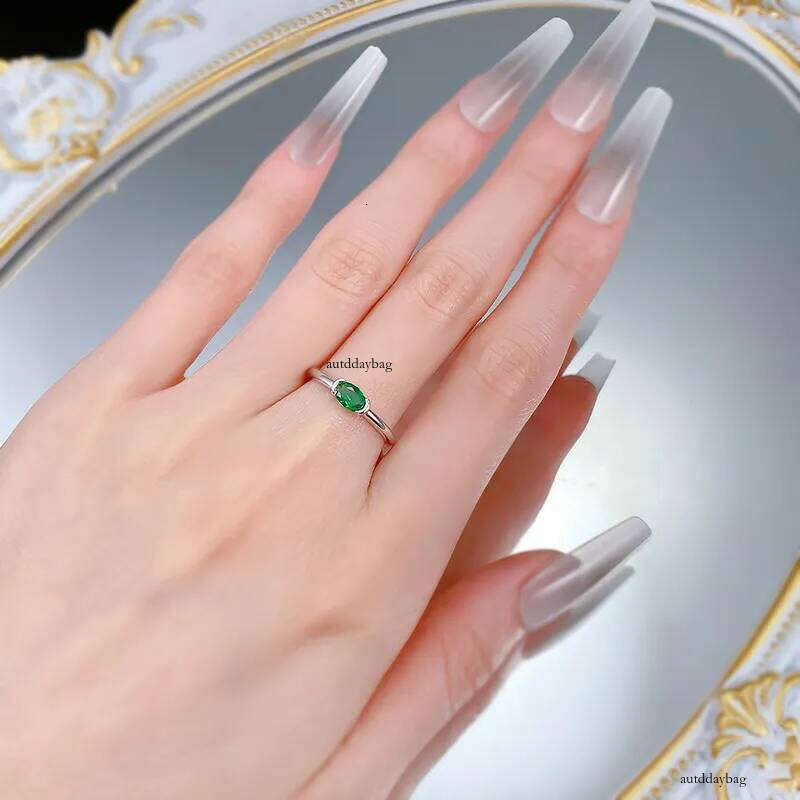 Choucong Ins Top Sell Unique Wedding Rings Simple Fine Jewelry Geunine 100% Sterling Sier Oval Cut Emerald Women Eternity Sweet Finger Ring For Lover 